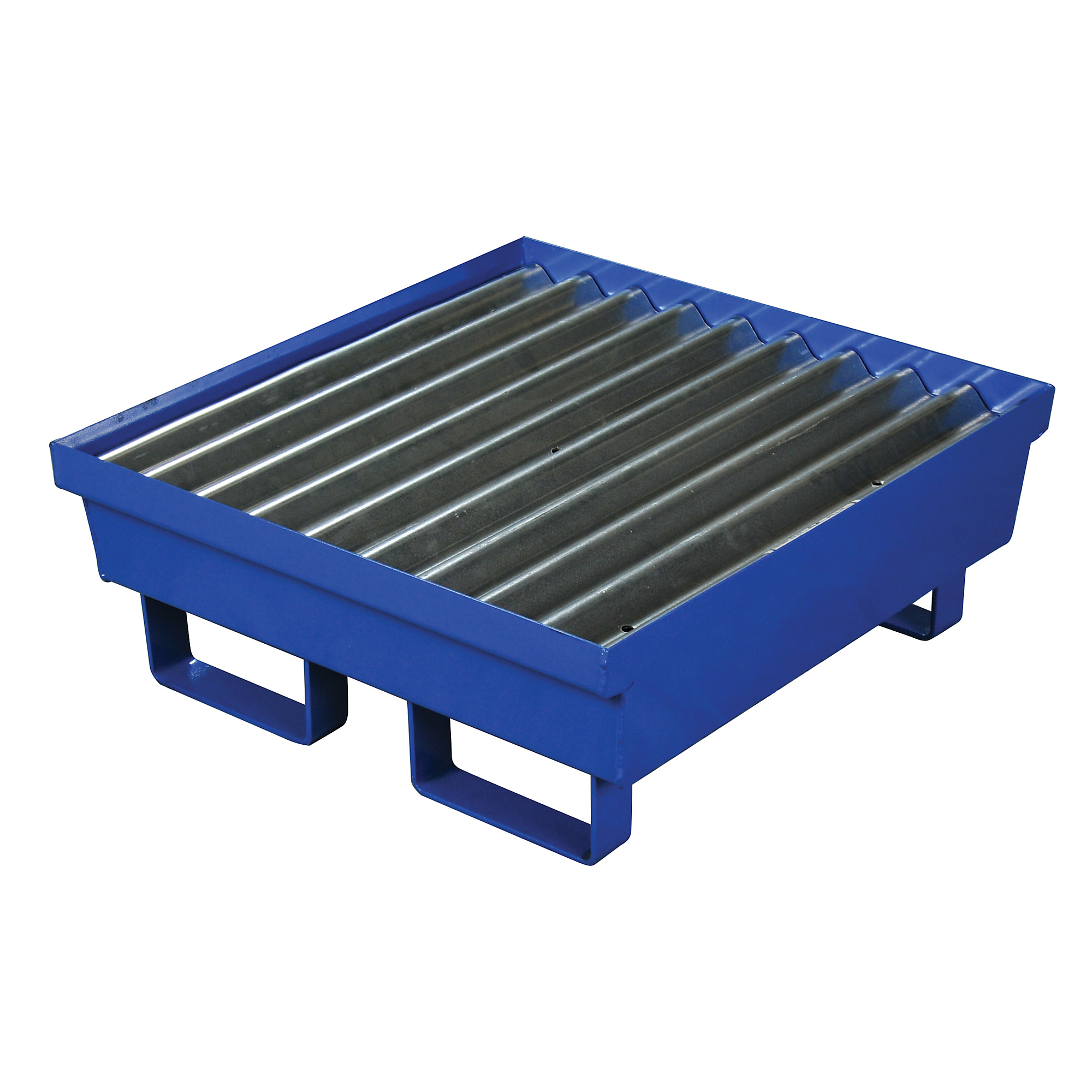 Eagle Metal Spill Pallet — 17-Gallon Sump Capacity, 1000-Lb. Capacity, Forklift Pockets, Blue, Model# 1611ST